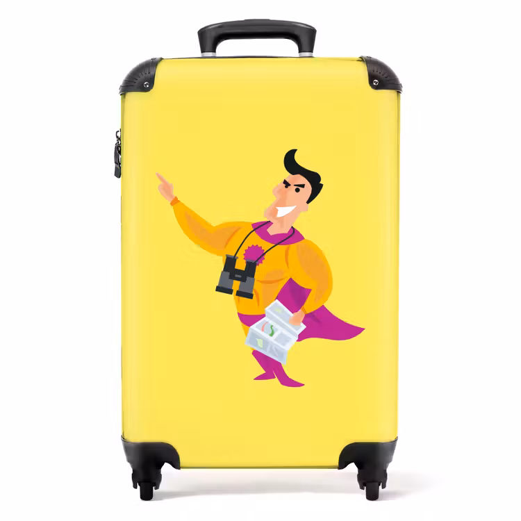 VakantieDiscounter - Tourguide - Cartoon NBS - Handbagage koffer - Volwassenen Unisex middel -productfoto_recht