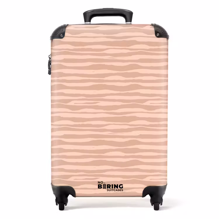 Horizontale strepen op beige achtergrond NBS - Handbagage koffer - Volwassenen Unisex middel -productfoto_recht