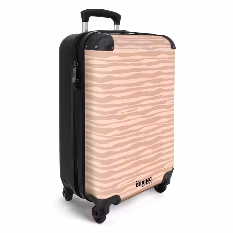 Horizontale strepen op beige achtergrond NBS - Handbagage koffer - Volwassenen Unisex middel -productfoto_3d