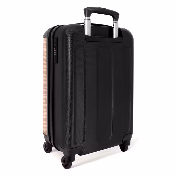 Horizontale strepen op beige achtergrond NBS - Handbagage koffer - Volwassenen Unisex middel -achterkant