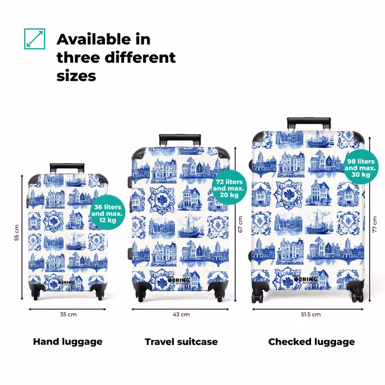 Huizen - Schepen - Blauw NBS - Handbagage koffer - Volwassenen Unisex middel zzzzzzVergelijking_3EN