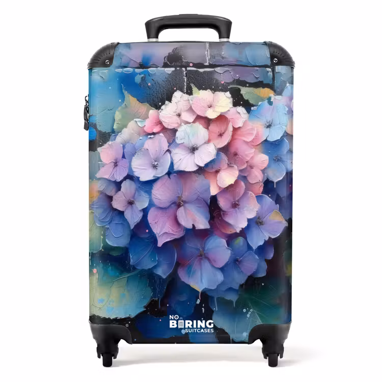 Hortensia bloemen in graffiti stijl NBS - Handbagage koffer - Unisex middel -productfoto_recht
