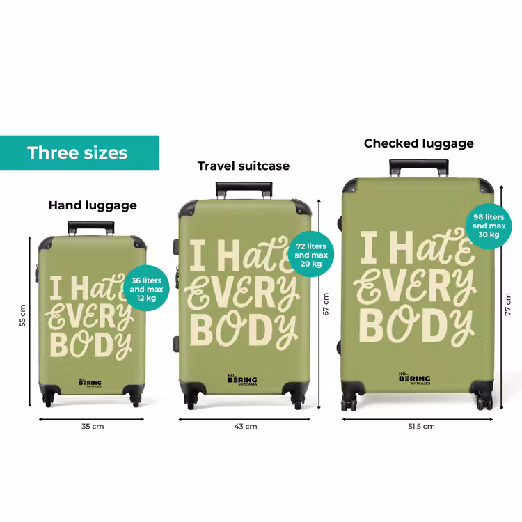 I hate everybody - Groen - Retro NBS - Handbagage koffer - Volwassenen Unisex middel zzzzzzVergelijking_3EN