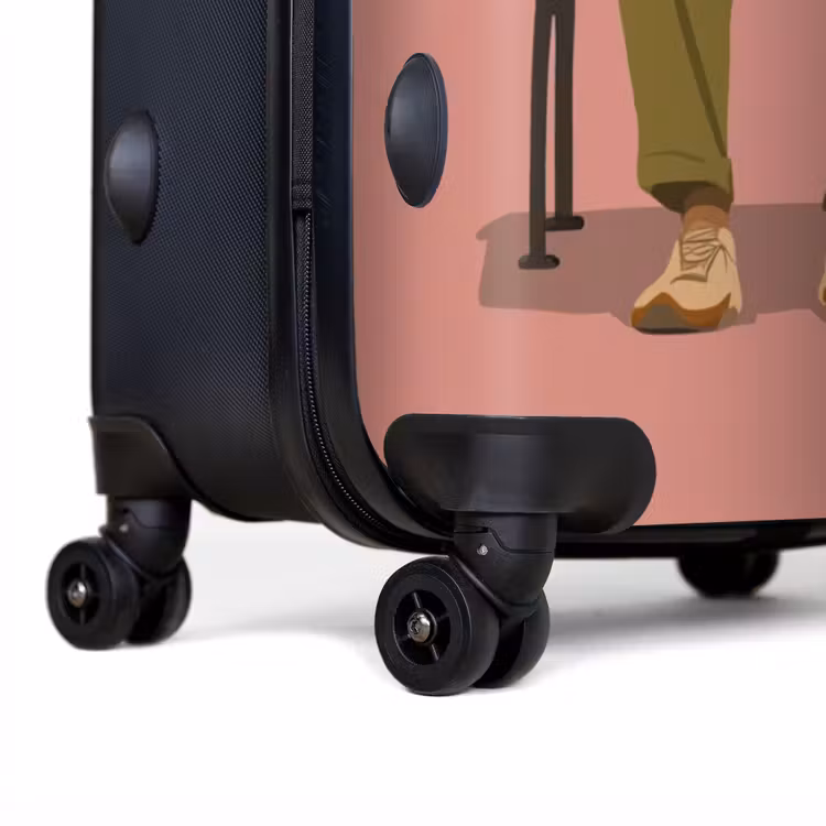 Illustratie - Bankje - Personen - Minimalistisch NBS - Handbagage koffer - Volwassenen Unisex middel -achterkant
