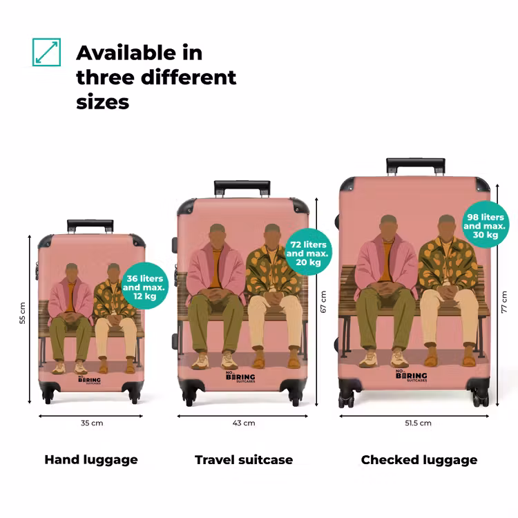 Illustratie - Bankje - Personen - Minimalistisch NBS - Handbagage koffer - Volwassenen Unisex middel zzzzzzVergelijking_3EN