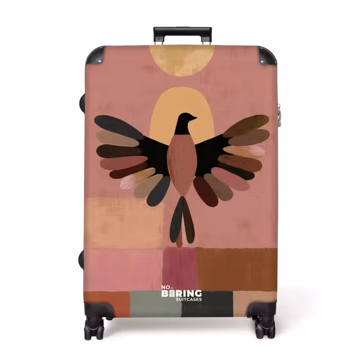 Illustratie - Vogel - Vlakken - Kleurrijk NBS - Handbagage koffer - Volwassenen Unisex middel -productfoto_recht