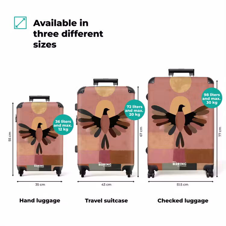 Illustratie - Vogel - Vlakken - Kleurrijk NBS - Handbagage koffer - Volwassenen Unisex middel zzzzzzVergelijking_3EN