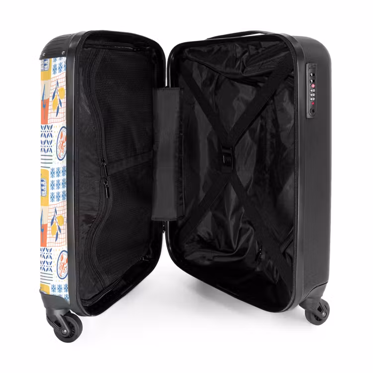 Italiaanse zomer print kleurrijk NBS - Handbagage koffer - Volwassenen Unisex middel -binnenkant