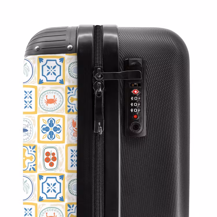 Italiaanse tegel print geel NBS - Handbagage koffer - Volwassenen Unisex middel -slot