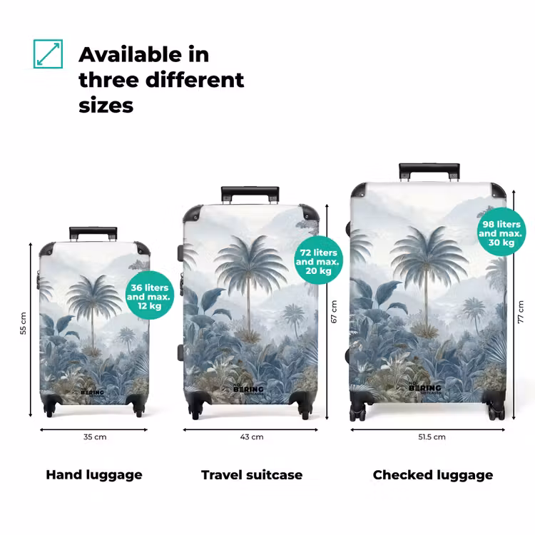 Jungle - Landschap - Blauw NBS - Handbagage koffer - Volwassenen Unisex middel zzzzzzVergelijking_3EN