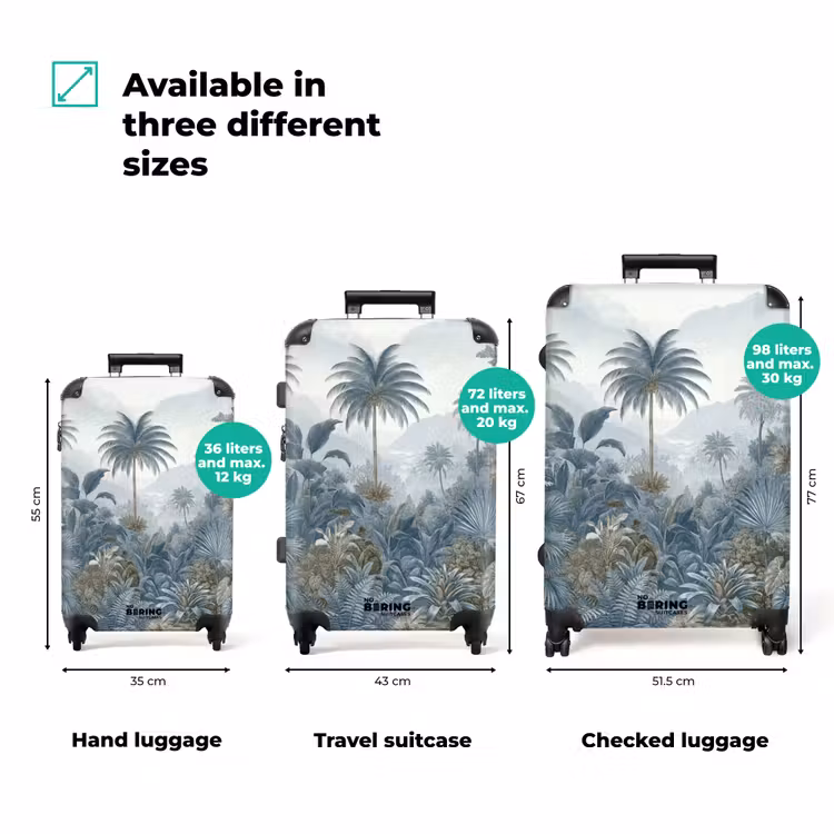 Jungle - Modern - Blauw - Groen NBS - Handbagage koffer - Volwassenen Unisex middel zzzzzzVergelijking_3EN