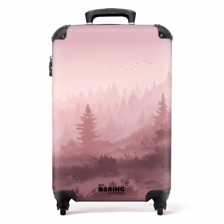 Landschap - Mistig - Roze NBS - Handbagage koffer - Volwassenen Unisex middel -productfoto_recht
