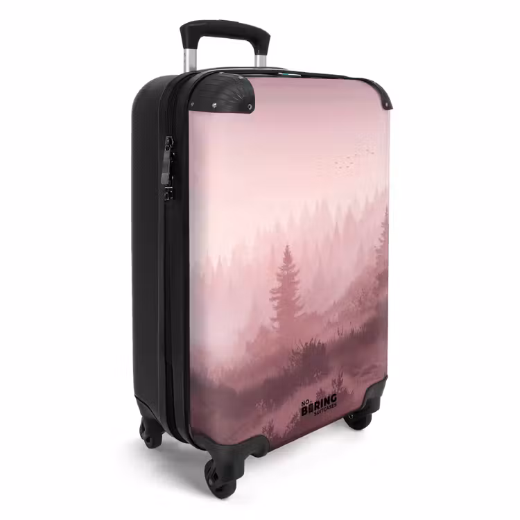 Landschap - Mistig - Roze NBS - Handbagage koffer - Volwassenen Unisex middel -productfoto_3d