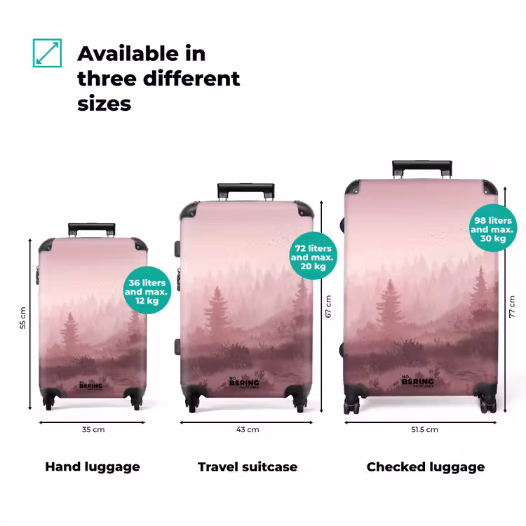 Landschap - Mistig - Roze NBS - Handbagage koffer - Volwassenen Unisex middel zzzzzzVergelijking_3EN