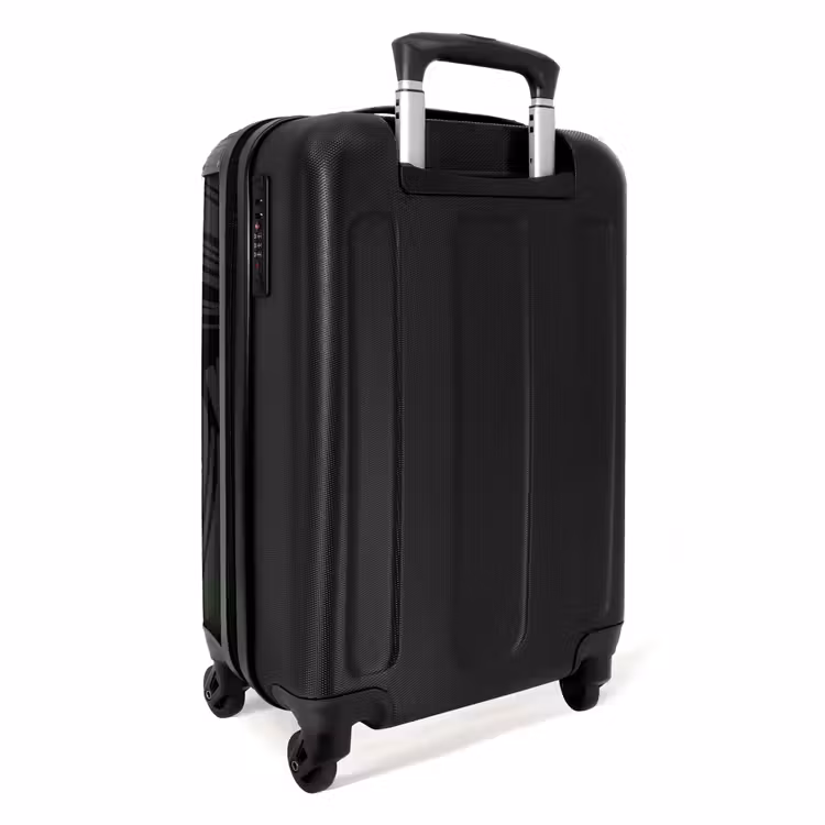 Grote bladeren in zwart met donkergroen NBS - Handbagage koffer - Unisex middel -achterkant