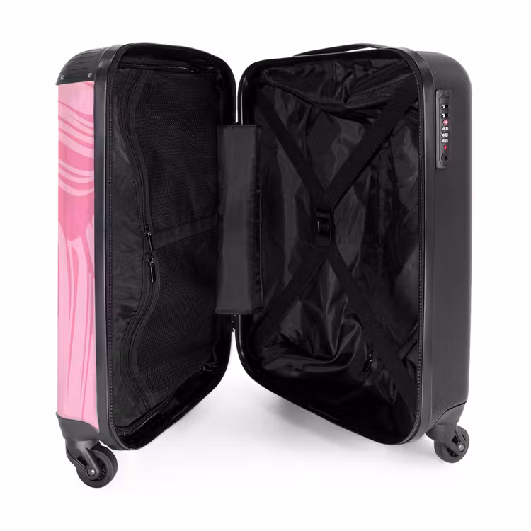 Grote bladeren in verschillende tinten roze NBS - Handbagage koffer - Unisex middel -binnenkant