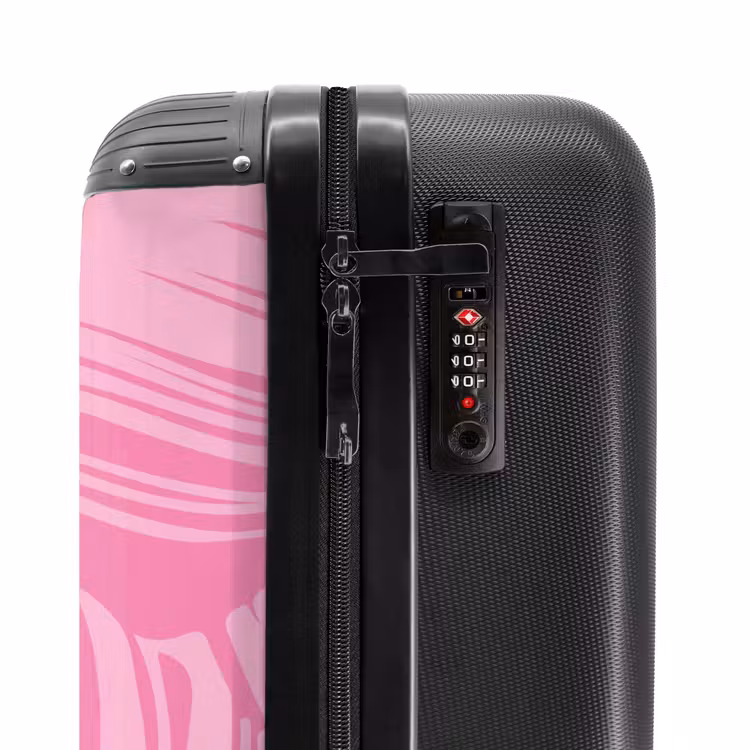 Grote bladeren in verschillende tinten roze NBS - Handbagage koffer - Unisex middel -slot