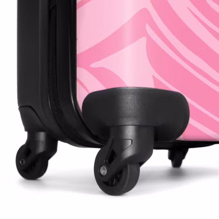 Grote bladeren in verschillende tinten roze NBS - Handbagage koffer - Unisex middel -wiel