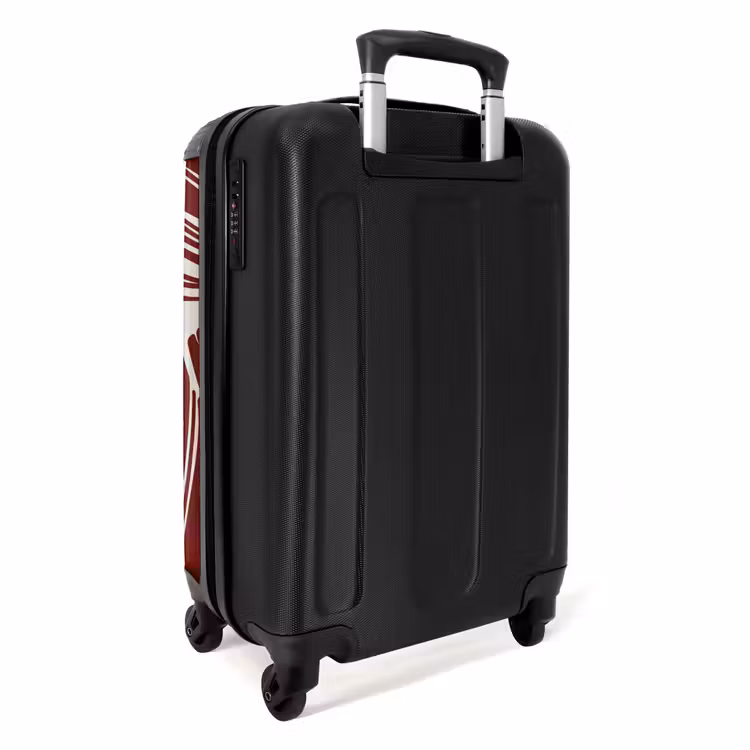 Grote bladeren in rood met beige NBS - Handbagage koffer - Unisex middel -achterkant