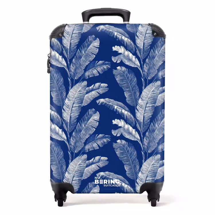 Blad - Palm - Blauw NBS - Handbagage koffer - Volwassenen Unisex middel -productfoto_recht