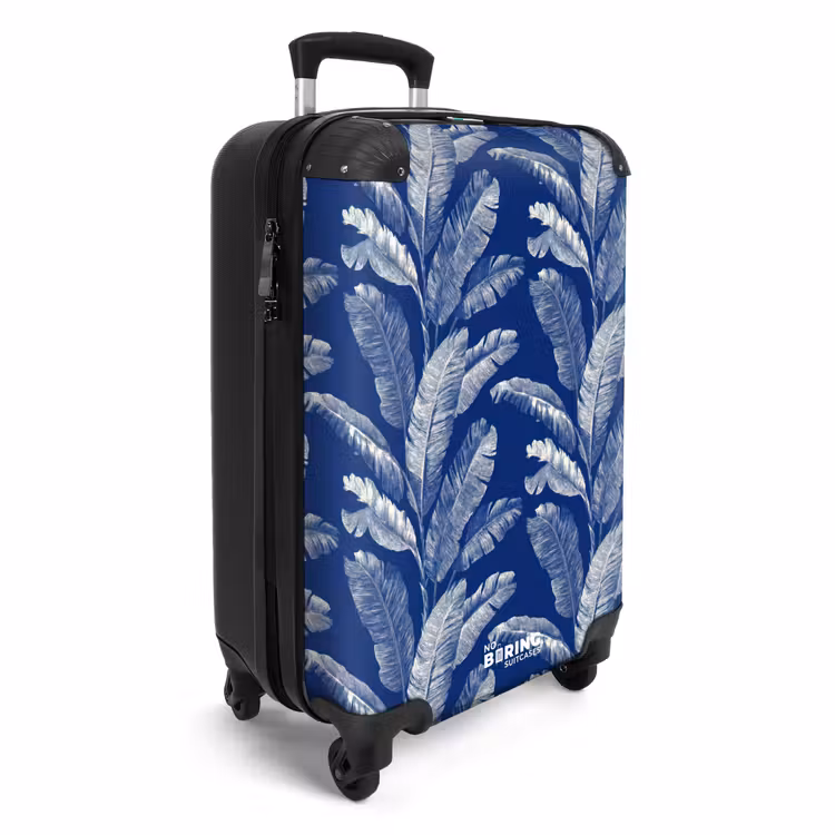 Blad - Palm - Blauw NBS - Handbagage koffer - Volwassenen Unisex middel -productfoto_3d