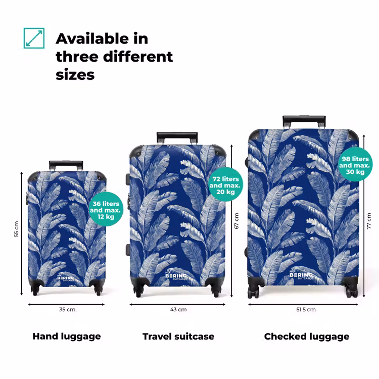 Blad - Palm - Blauw NBS - Handbagage koffer - Volwassenen Unisex middel zzzzzzVergelijking_3EN