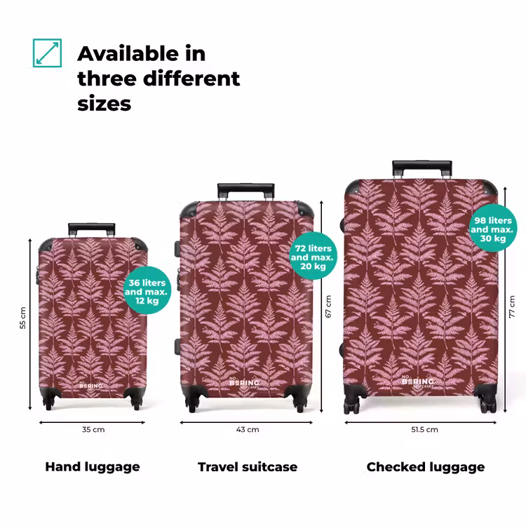 Blad - Patroon - Paars NBS - Handbagage koffer - Volwassenen Unisex middel zzzzzzVergelijking_3EN
