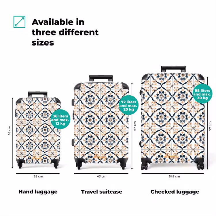Bladvorm - Patroon - Kleurrijk NBS - Handbagage koffer - Volwassenen Unisex middel zzzzzzVergelijking_3EN
