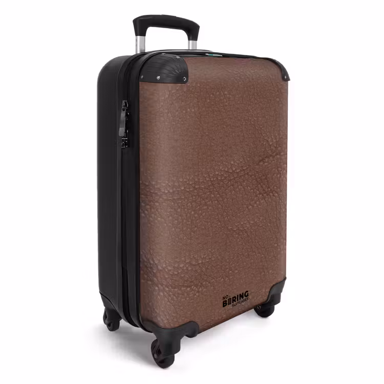 Lederen look kastanje bruin NBS - Handbagage koffer - Volwassenen Unisex middel -productfoto_3d