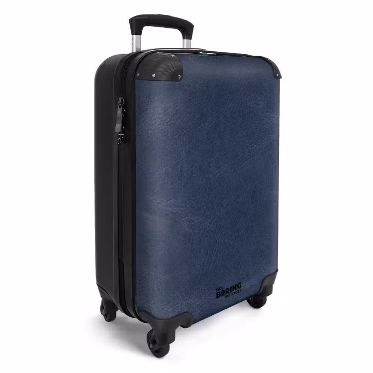 Lederen look donker blauw NBS - Handbagage koffer - Volwassenen Unisex middel -productfoto_3d