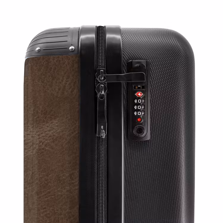 Lederen look donker bruin NBS - Handbagage koffer - Volwassenen Unisex middel -slot
