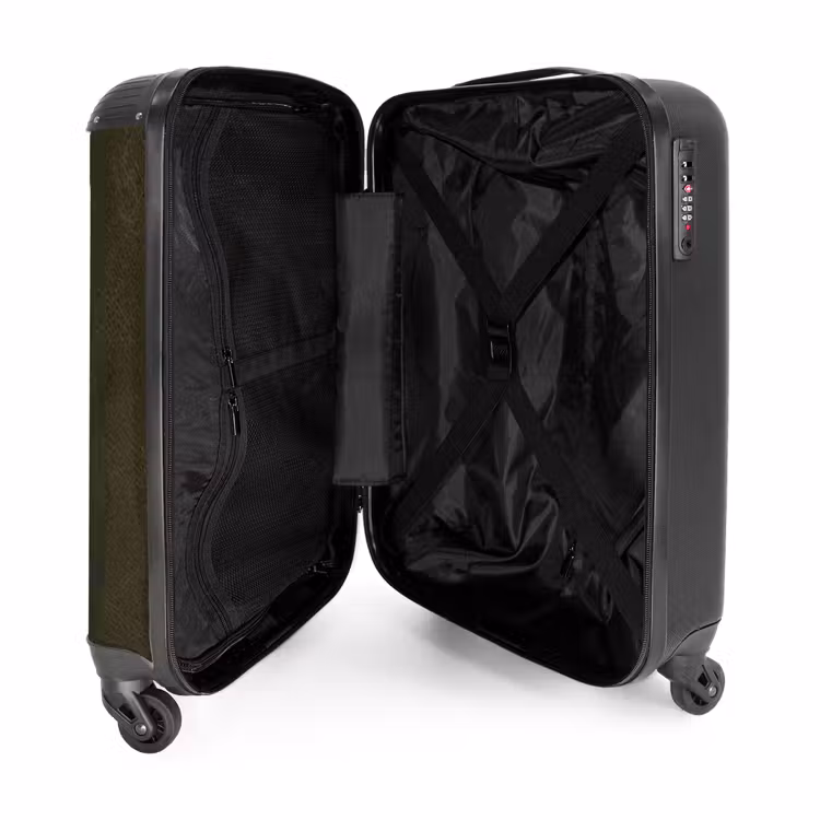 Lederen look donker groen NBS - Handbagage koffer - Volwassenen Unisex middel -binnenkant