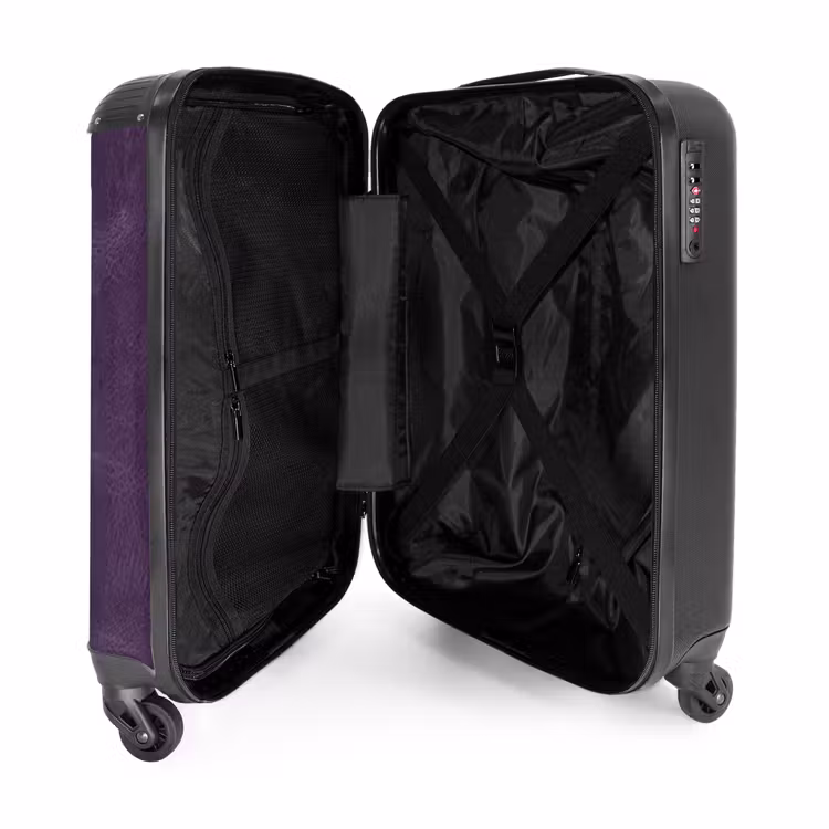 Lederen look aubergine paars NBS - Handbagage koffer - Volwassenen Unisex middel -binnenkant