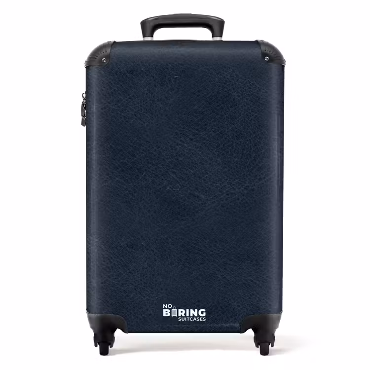 Lederen look navy blauw NBS - Handbagage koffer - Volwassenen Unisex middel -productfoto_recht