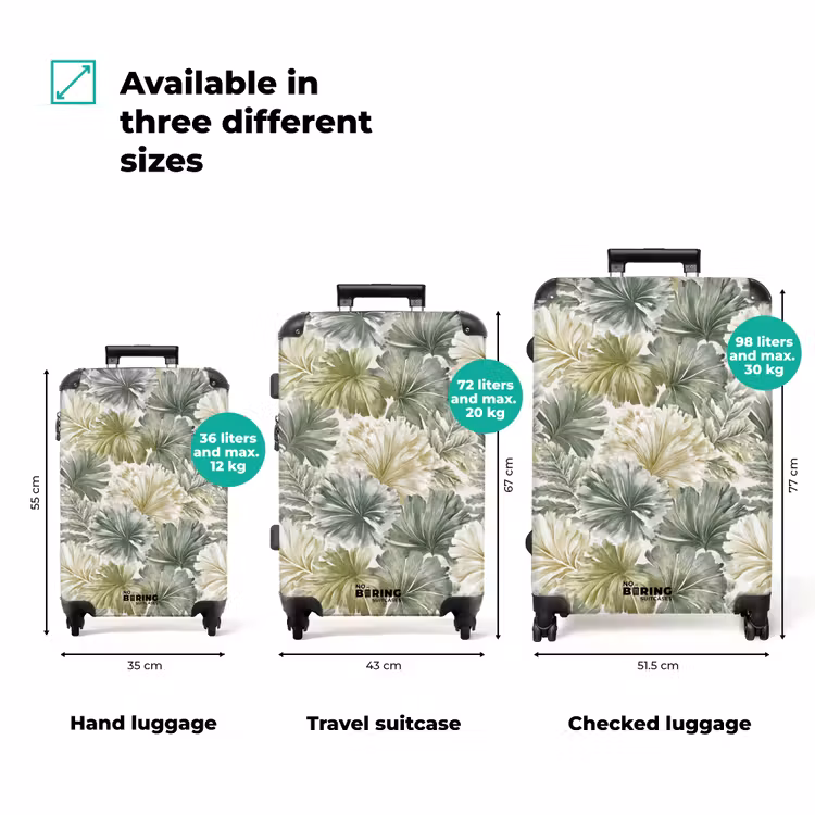 Bladeren - Botanisch - Groen NBS - Handbagage koffer - Volwassenen Unisex middel zzzzzzVergelijking_3EN