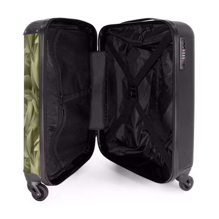 Bladeren - Modern - Groen NBS - Handbagage koffer - Volwassenen Unisex middel -binnenkant