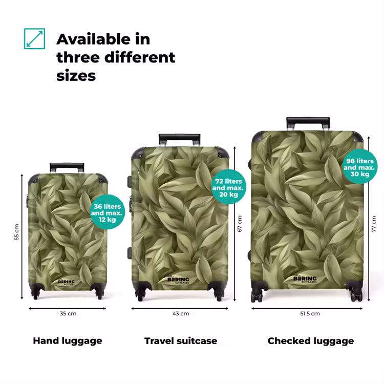 Bladeren - Modern - Groen NBS - Handbagage koffer - Volwassenen Unisex middel zzzzzzVergelijking_3EN