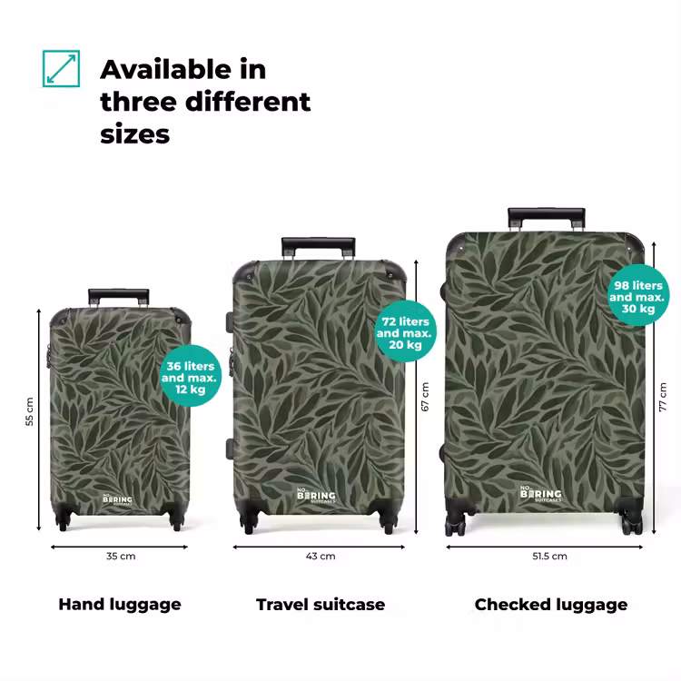 Bladeren - Organisch - Groen NBS - Handbagage koffer - Volwassenen Unisex middel zzzzzzVergelijking_3EN