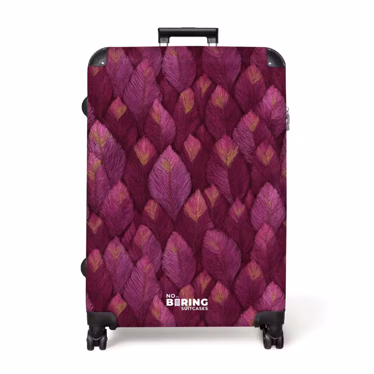 Bladeren - Patroon - Burgundy NBS - Handbagage koffer - Volwassenen Unisex middel -productfoto_recht
