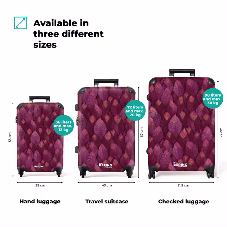 Bladeren - Patroon - Burgundy NBS - Handbagage koffer - Volwassenen Unisex middel zzzzzzVergelijking_3EN
