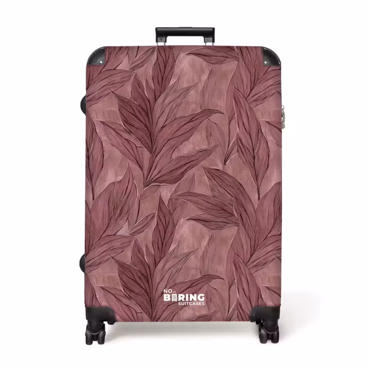 Bladeren - Patroon - Paars NBS - Handbagage koffer - Volwassenen Unisex middel -productfoto_recht