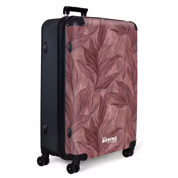 Bladeren - Patroon - Paars NBS - Handbagage koffer - Volwassenen Unisex middel -productfoto_3d