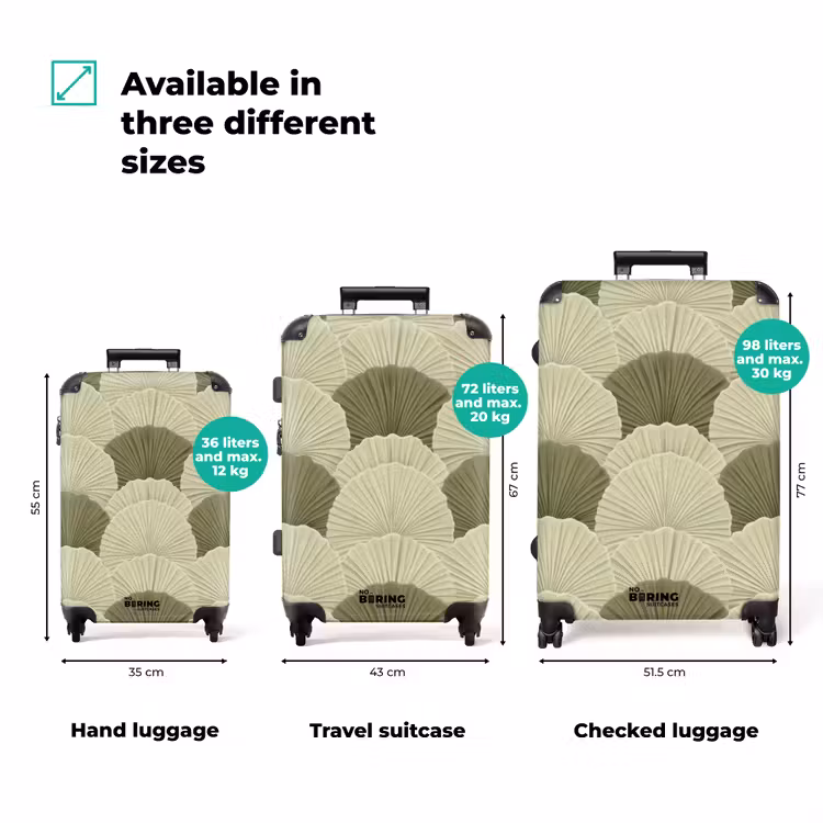 Bladeren - Structuur - Groen NBS - Handbagage koffer - Volwassenen Unisex middel zzzzzzVergelijking_3EN