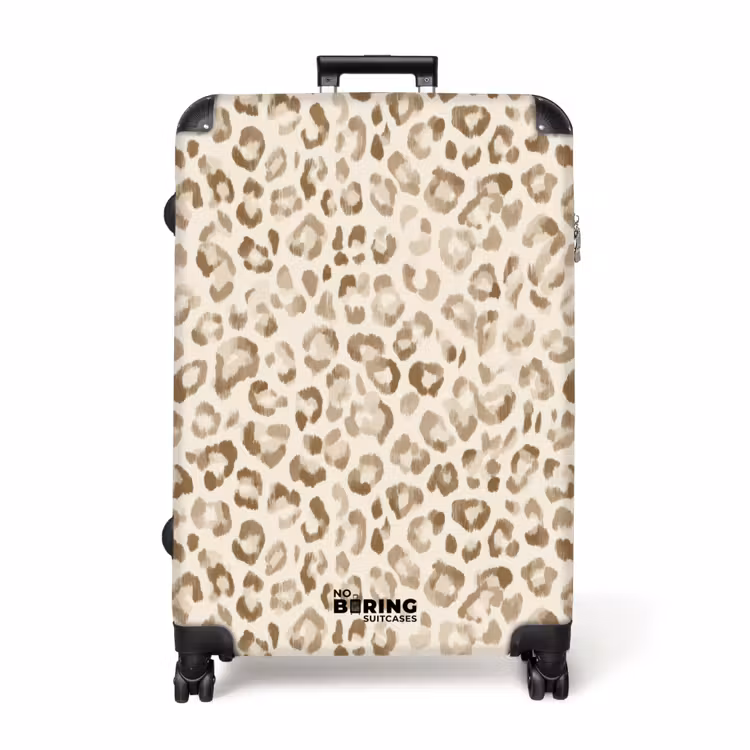 Luipaard - Klassiek - Beige NBS - Handbagage koffer - Volwassenen Unisex middel -productfoto_recht