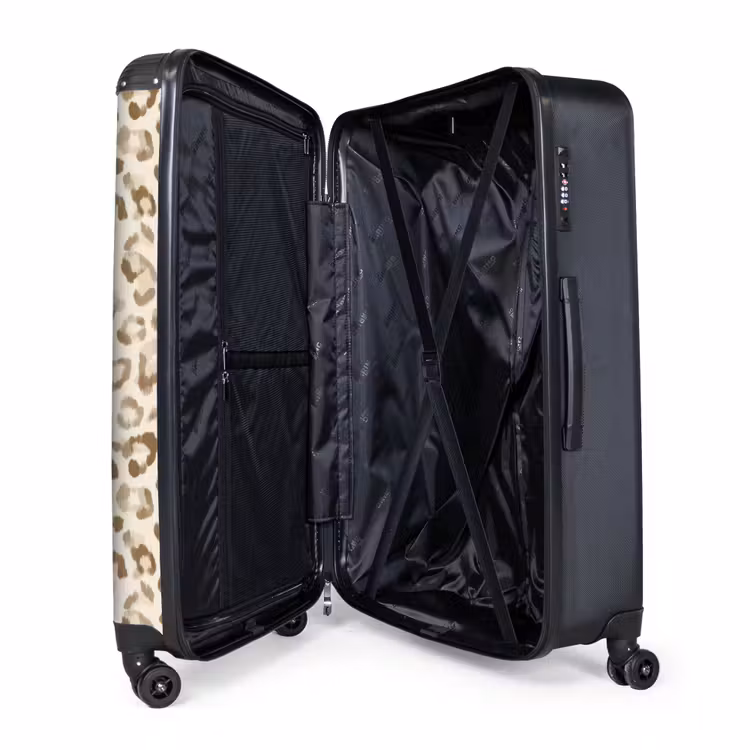 Luipaard - Klassiek - Beige NBS - Handbagage koffer - Volwassenen Unisex middel -wiel