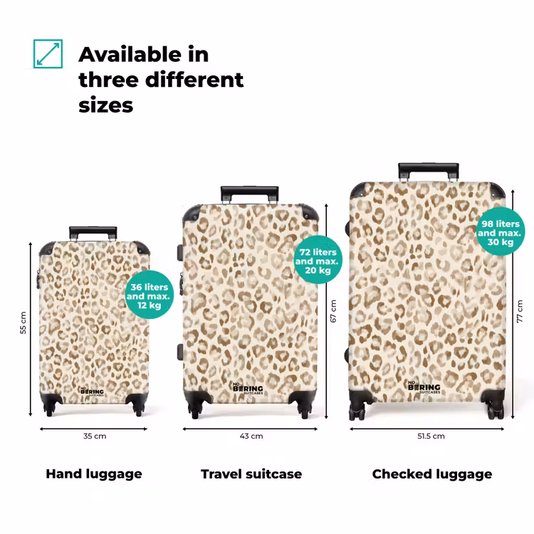 Luipaard - Klassiek - Beige NBS - Handbagage koffer - Volwassenen Unisex middel zzzzzzVergelijking_3EN