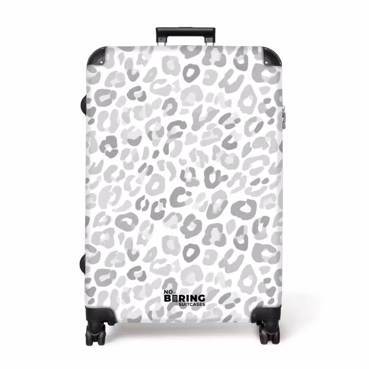Luipaard - Motief - Grijs NBS - Handbagage koffer - Volwassenen Unisex middel -productfoto_recht