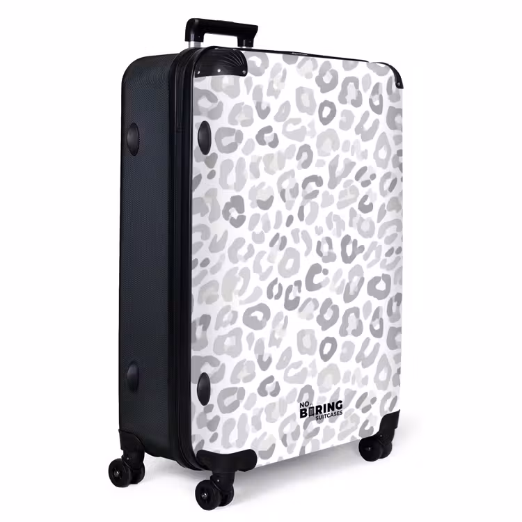 Luipaard - Motief - Grijs NBS - Handbagage koffer - Volwassenen Unisex middel -productfoto_3d