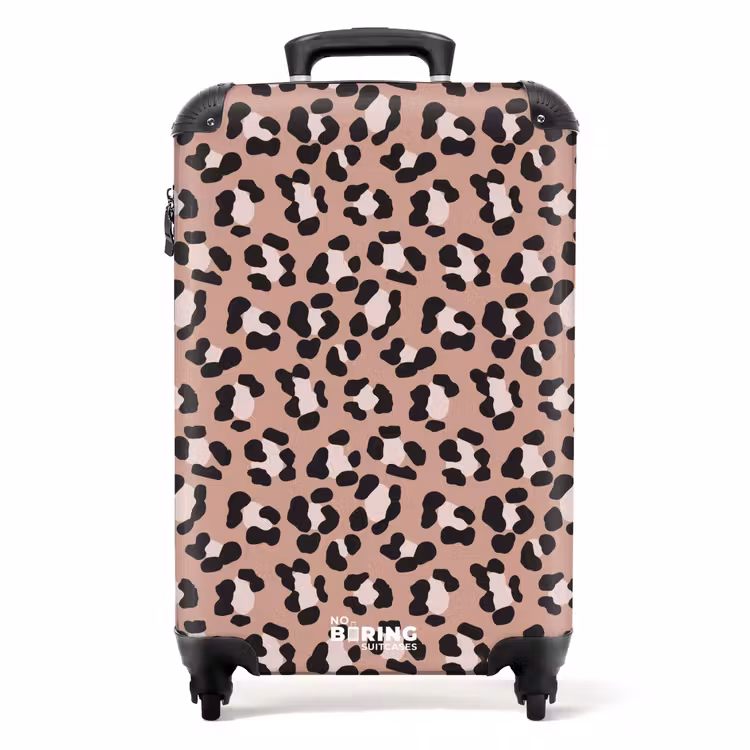 Luipaardpatroon op warm roze NBS - Handbagage koffer - Volwassenen Unisex middel -productfoto_recht