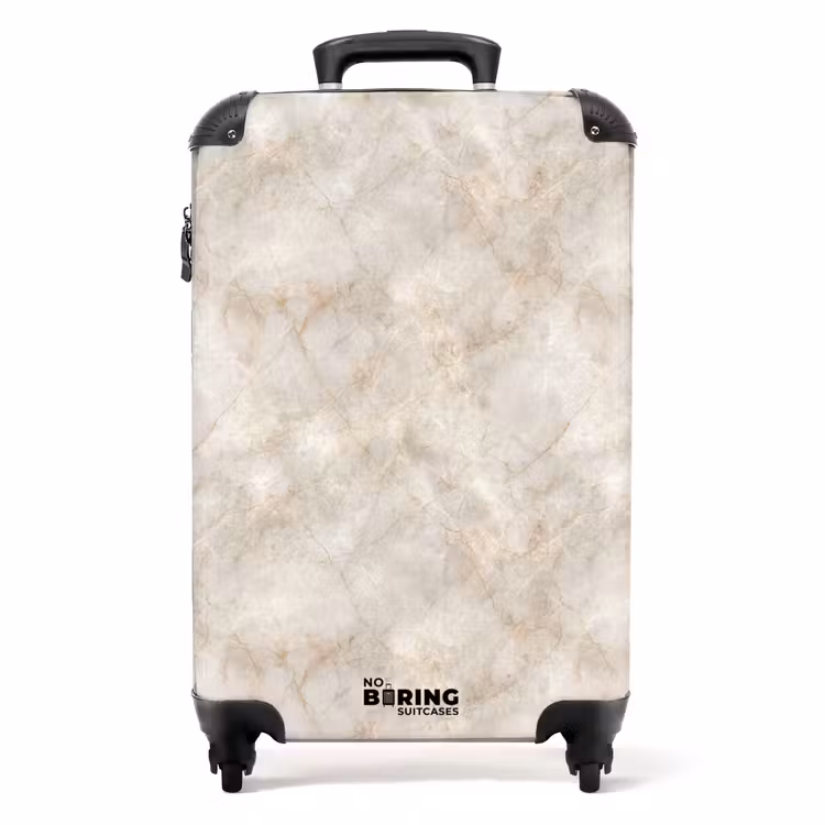 Lichtbeige - Goudbruine Nerven - Marmer NBS - Handbagage koffer - Volwassenen Unisex middel -productfoto_recht
